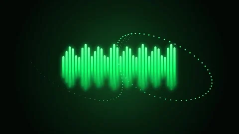 Vibrant green glowing audio waveform visualization with a dotted line trace.. Stock Footage 346845593