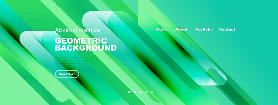 Vibrant green gradient background. Geometric shapes overlap, creating modern Stockillustratie