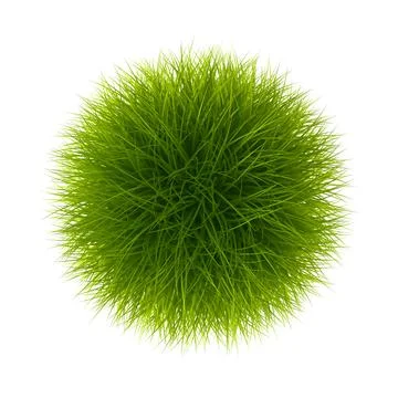Vibrant Green Grass Sphere Isolated on White Stock Illustration