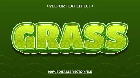 Vibrant Green Grass Text Effect with White Outline and Shadow on Dark Green.. Stock Illustration