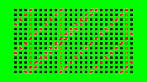 Vibrant green grid with scattered red and orange square pattern design Stock Footage 341822688
