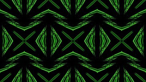 Vibrant green kaleidoscope patterns for immersive music visual experiences Stock Footage 292145778