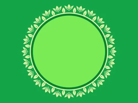 Vibrant Green Leaf Wreath Frame on a Contrasting Background with Lighter In.. Stock Illustration