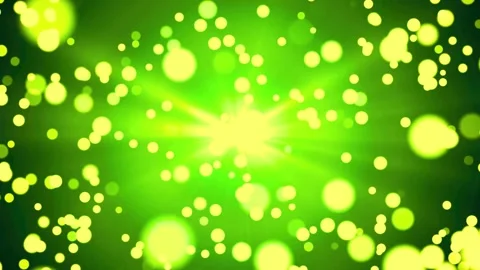 Vibrant green light particles explosion. Glowing yellow dots on dark background Stock Footage 334309335