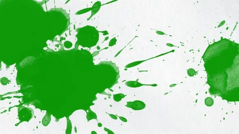 Vibrant green liquid paint splash exploding and spreading across paper. Stock Footage 335742997