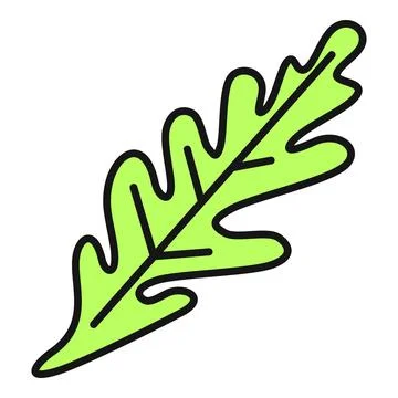 Vibrant green oak leaf drawing on white background Stock Illustration
