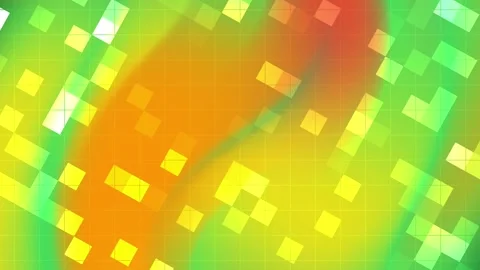 Vibrant Green Orange Gradient with Animated Glowing Squares and Grid Overlay Stock Footage 308624747