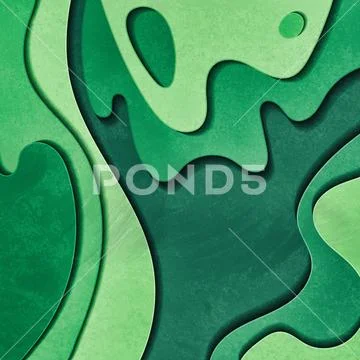 Vibrant green paper cut background Stock Illustration