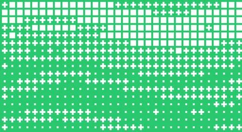 A vibrant green pattern with plus symbols fading into the distance Stock Illustration