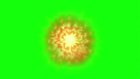 Vibrant green screen fire explosion with glowing orange and yellow flames Stock Footage 339485998
