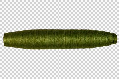 Vibrant green sewing thread spool textile fiber material closeup Foto stock