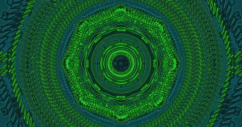 Vibrant green swirl pattern creating an abstract octagonal design Stock Illustration