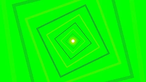 A vibrant green tunnel of concentric geometric squares receding into light Stock Footage 341824460