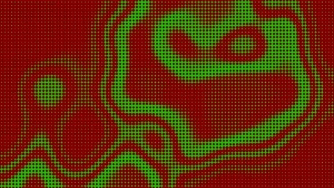 Vibrant green waves pulse across red pixelated background Video stock 330738805