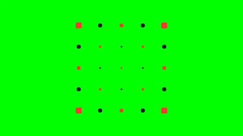 A vibrant grid of alternating red squares and black circles on green Stock Footage 340900601