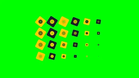 A vibrant grid of alternating yellow and black squares on green background Stock Footage 340904685