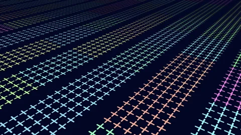 Vibrant grid of colored dots on black background Stock Footage 315088672