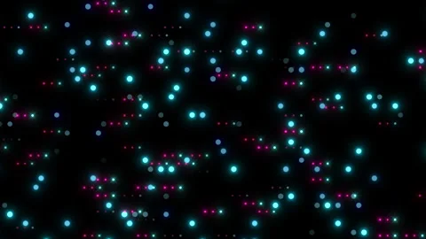 Vibrant grid of light blue and purple dots on black background Stock-Footage 255990892