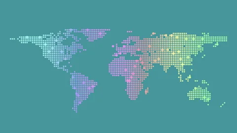 Vibrant grid map world made of colorful dots 스톡 동영상 279588456