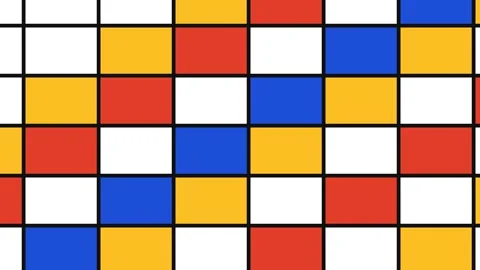 A vibrant grid pattern featuring colorful square blocks in primary hues Video stock 335117743