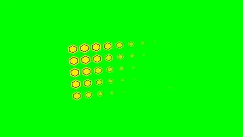 A vibrant grid of yellow hexagons fading out against a bright green backgroun Stock-Footage 340268068
