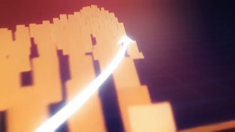 Vibrant growth visualization. Dynamic scene with glowing chart and upward arrow Stock Footage 330039649