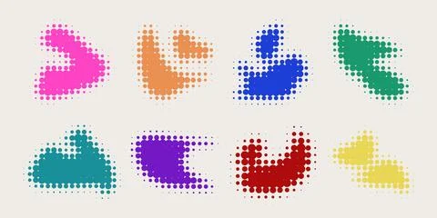 Vibrant halftone blob shapes Stockillustratie