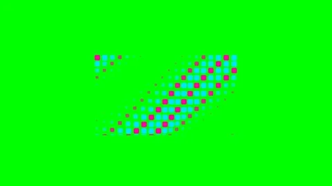 Vibrant halftone pattern forming a slanted rectangular shape on green 库存影片 340903835