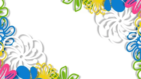 Vibrant Hand Drawn Flowers Border Background for Cultural Heritage Month Cel Stock Footage 346281500