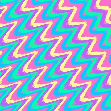Vibrant Hand-Drawn Neon Zigzag Pattern Background with Colorful Textured 스톡 일러스트