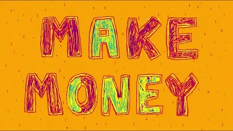 Vibrant handdrawn make money animation loop Stock Footage 316123796