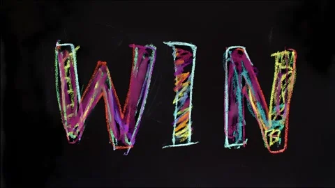 Vibrant handdrawn win animation with black overlay Stock Footage 316123873