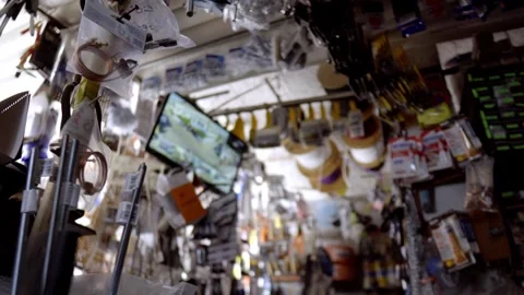 Vibrant Hardware Store With Various Tools and Supplies On Display Video stock 331050815