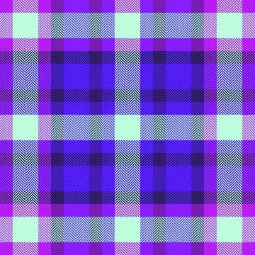 Vibrant herringbone plaid pattern in bold purple, pink, and mint green hues.  Illustrazione stock