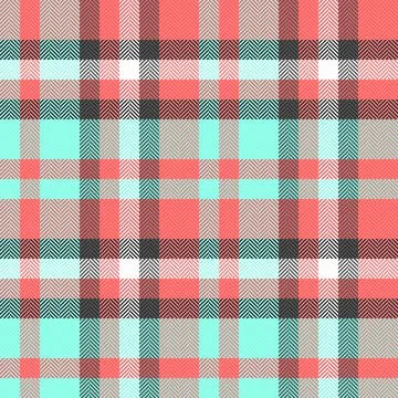 Vibrant herringbone plaid pattern in coral, mint green, and gray.  Perfect fo Stock Illustration