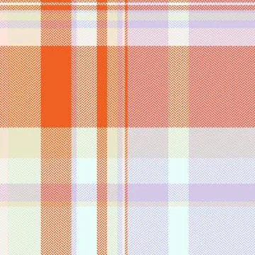 Vibrant herringbone plaid pattern featuring bright orange, pastel blue, and s Stock Illustration
