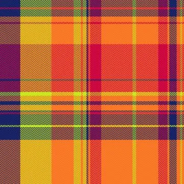 Vibrant herringbone plaid pattern with orange, yellow, and blue, evoking en.. Illustrazione stock