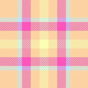 Vibrant herringbone plaid pattern in pastel pink, yellow, and light blue.  Pe Stock Illustration