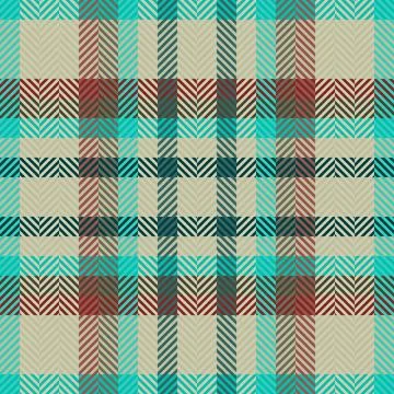 Vibrant herringbone plaid pattern in teal, burgundy, and beige.  Perfect for  Stock Illustration