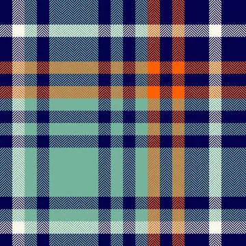 Vibrant herringbone plaid textile pattern in teal, orange, and navy.  Perfect Illustrazione stock