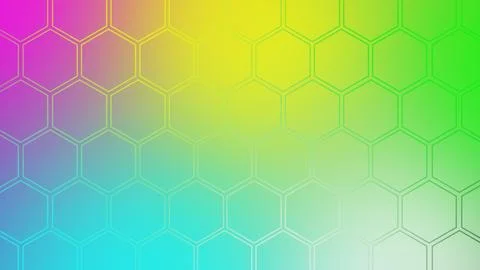 Vibrant hexagonal gradient background with a smooth blend of pink yellow an.. Illustration