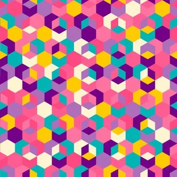 Vibrant Hexagonal Kaleidoscope, seamless vector Pattern Stock Illustration