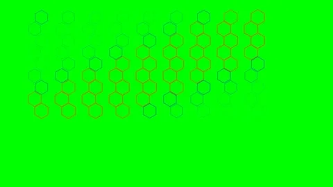Vibrant hexagonal network pattern set against a solid neon green background Stock Footage 340266337