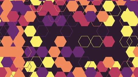 Vibrant Hexagonal Pattern with Colored Shapes. Illustrazione stock