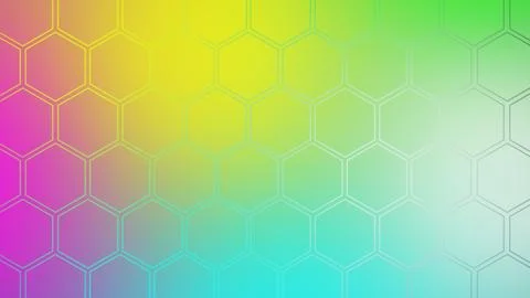 Vibrant hexagonal pattern fades across a gradient of pink yellow green and .. 스톡 일러스트