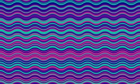 Vibrant, hypnotic wave pattern in teal, purple, and pink hues.  Perfect for b Stock Illustration