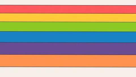 A vibrant illustration of horizontal stripes in a bright multi-color pattern Stock Footage 335145749