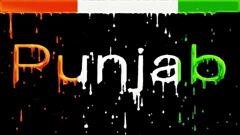 Vibrant Indian State Name Text 'Punjab' Stock Video with Tri-Color Paint Drops Video stock 278809788