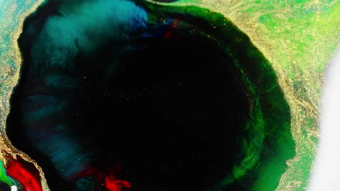 Vibrant Ink Diffusion Liquid Motion green and black drop Visual Stock Footage 327318582