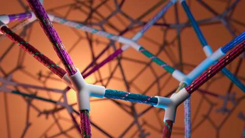 Vibrant Interconnected Strands: A Colorful Network in Soft Illumination 스톡 일러스트